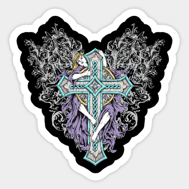 Virgin on the Cross Sticker by viSionDesign